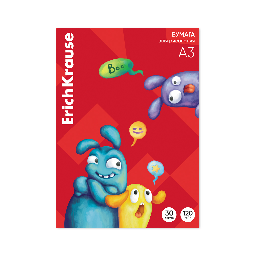 Бумага для рисования в картонной папке Erich Krause Jolly Friends, А3, 30 листов Бумага для рисования в картонной папке Erich Krause Jolly Friends, А3, 30 листов