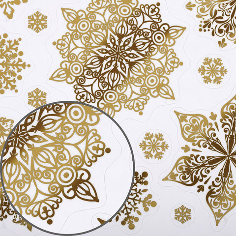 Наклейка для окон двусторонняя МНОГОРАЗОВАЯ 30х38 см, "Снежинки",