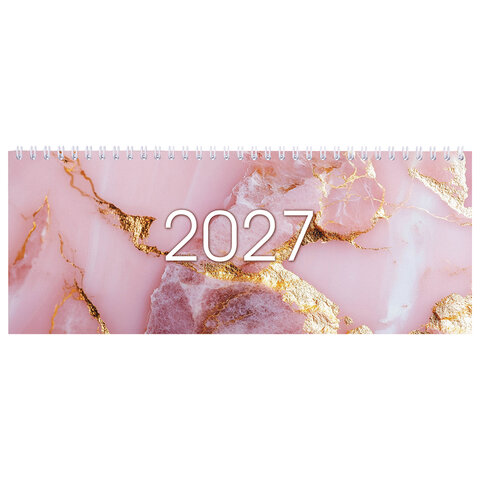 Планинг датированный 2027 285х112 мм, STAFF, гребень, картонная обложка, 64 Планинг датированный 2027 285х112 мм, STAFF, гребень, картонная обложка, 64