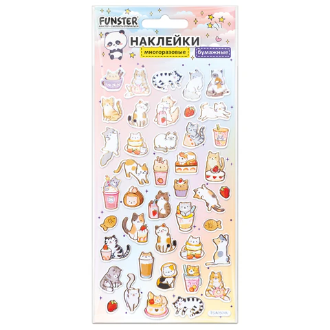 Наклейки бумажные 17,5х9,5 см, ассорти 12 видов, FUNSTER (ФАНСТЕР), 666676 Наклейки бумажные 17,5х9,5 см, ассорти 12 видов, FUNSTER (ФАНСТЕР), 666676