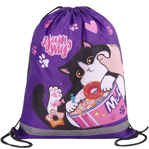 Мешок для обуви BRAUBERG KIDS, с петлей, светоотражающая полоса, 46х36 см, Sweet Мешок для обуви BRAUBERG KIDS, с петлей, светоотражающая полоса, 46х36 см, Sweet