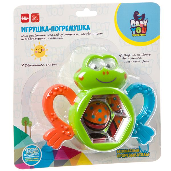 Игр.разв.погрем. пласт., ЛЯГУШКА, Bondibon, с прорезыв., CRD Игр.разв.погрем. пласт., ЛЯГУШКА, Bondibon, с прорезыв., CRD