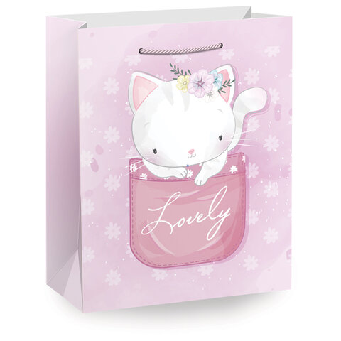 Пакет подарочный (1 штука) 26х13х32 см (L), "Lovely Animals", ассорти, Пакет подарочный (1 штука) 26х13х32 см (L), "Lovely Animals", ассорти,