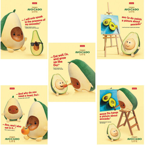 Тетрадь А5, 48 л., HATBER, скоба, клетка, обложка картон, AvoCaDo life (5 видов Тетрадь А5, 48 л., HATBER, скоба, клетка, обложка картон, AvoCaDo life (5 видов