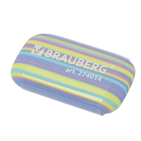 Ластик BRAUBERG "PASTEL STRIPES", 45х24х10 мм, пастельные цвета