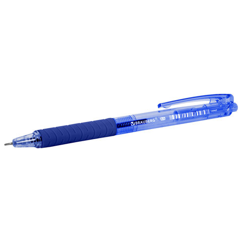 Ручка шариковая автоматическая с грипом BRAUBERG "CLASSIC", СИНЯЯ,
