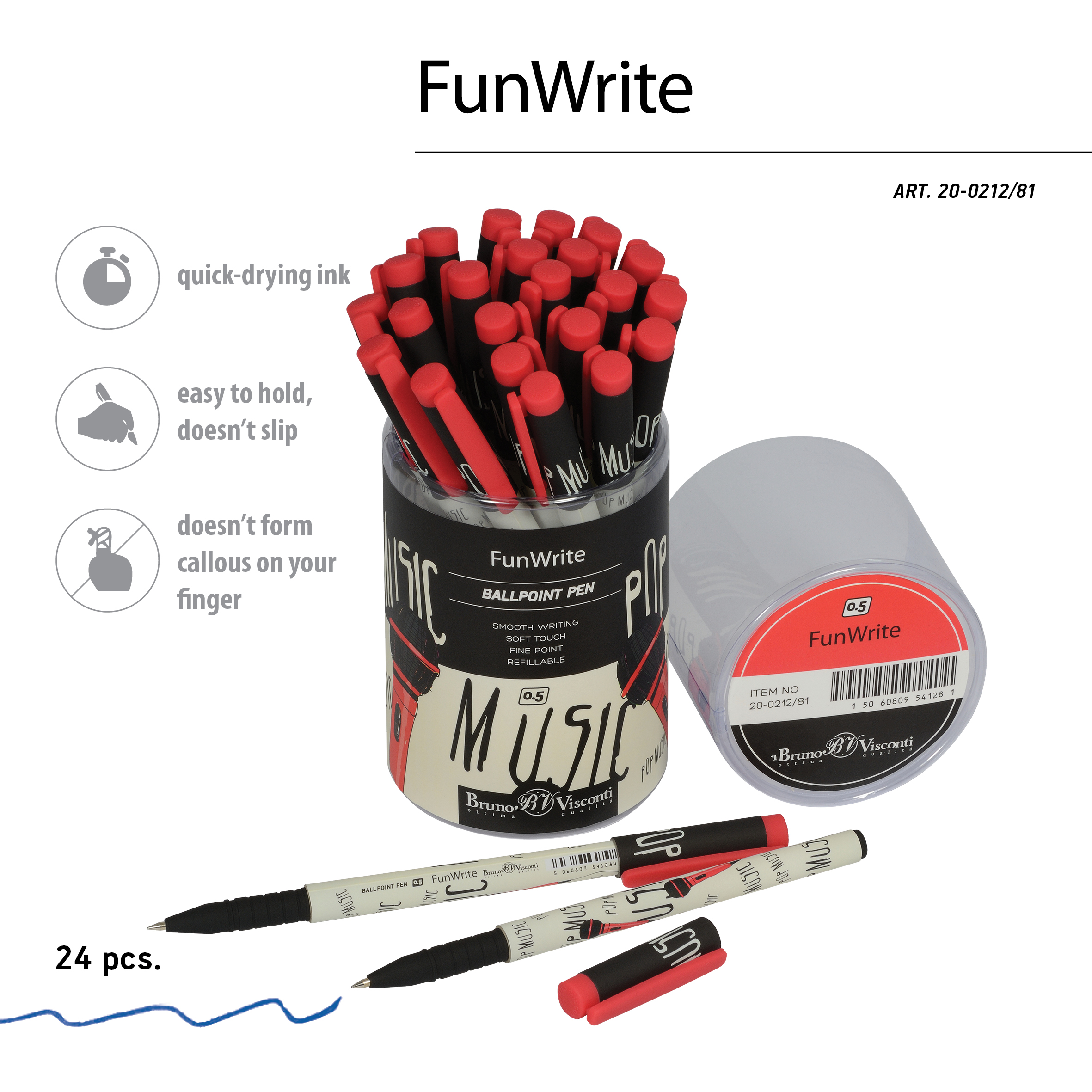 РУЧКА "FunWrite. Музыка. Микрофон" ШАРИКОВАЯ 0.5 ММ, СИНЯЯ