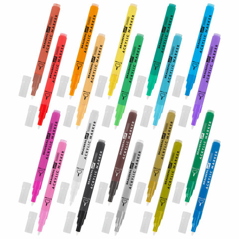Маркеры акриловые для рисования и хобби 20 ярких цветов, линия 0,7-1 мм, Маркеры акриловые для рисования и хобби 20 ярких цветов, линия 0,7-1 мм,