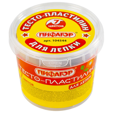 Пластилин на растительной основе (тесто для лепки) ПИФАГОР, 7 цветов, 210 г, Пластилин на растительной основе (тесто для лепки) ПИФАГОР, 7 цветов, 210 г,