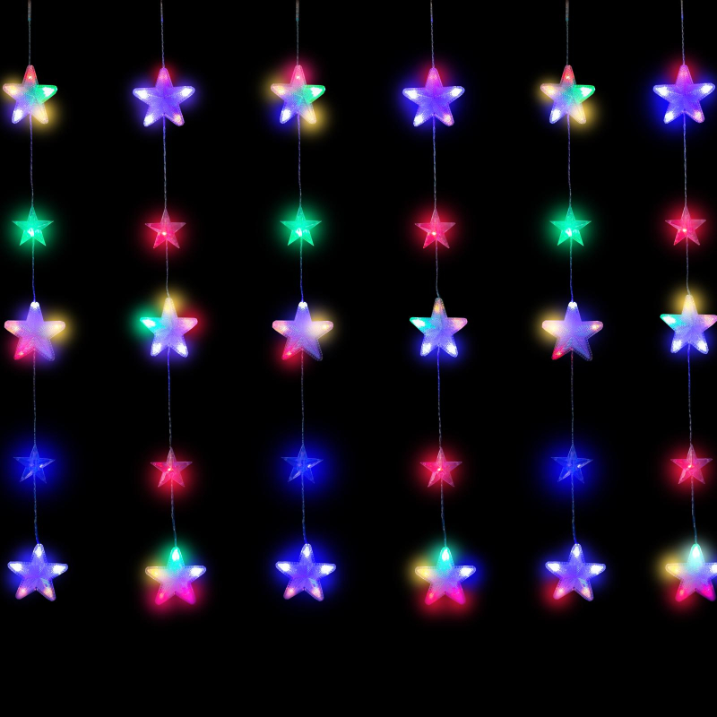 Гирлянда светодиодная Бахрома 2.4x0.9м Звездочки, IP20, 186LED,муль, 8 режимов, Гирлянда светодиодная Бахрома 2.4x0.9м Звездочки, IP20, 186LED,муль, 8 режимов,