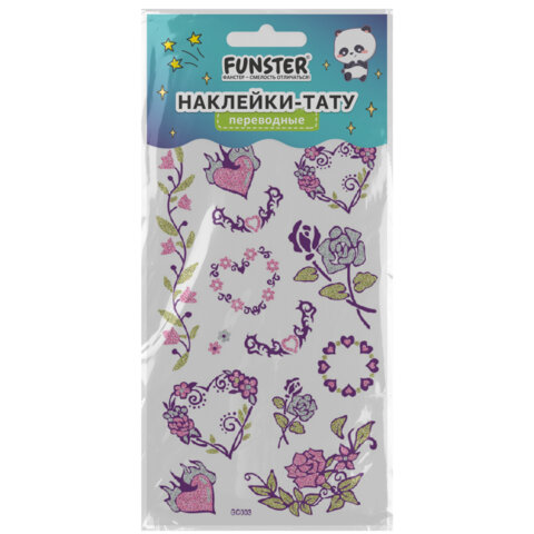 Наклейки-тату переводные "Блестящие", 15,5х9,5 см, ассорти 8 видов,