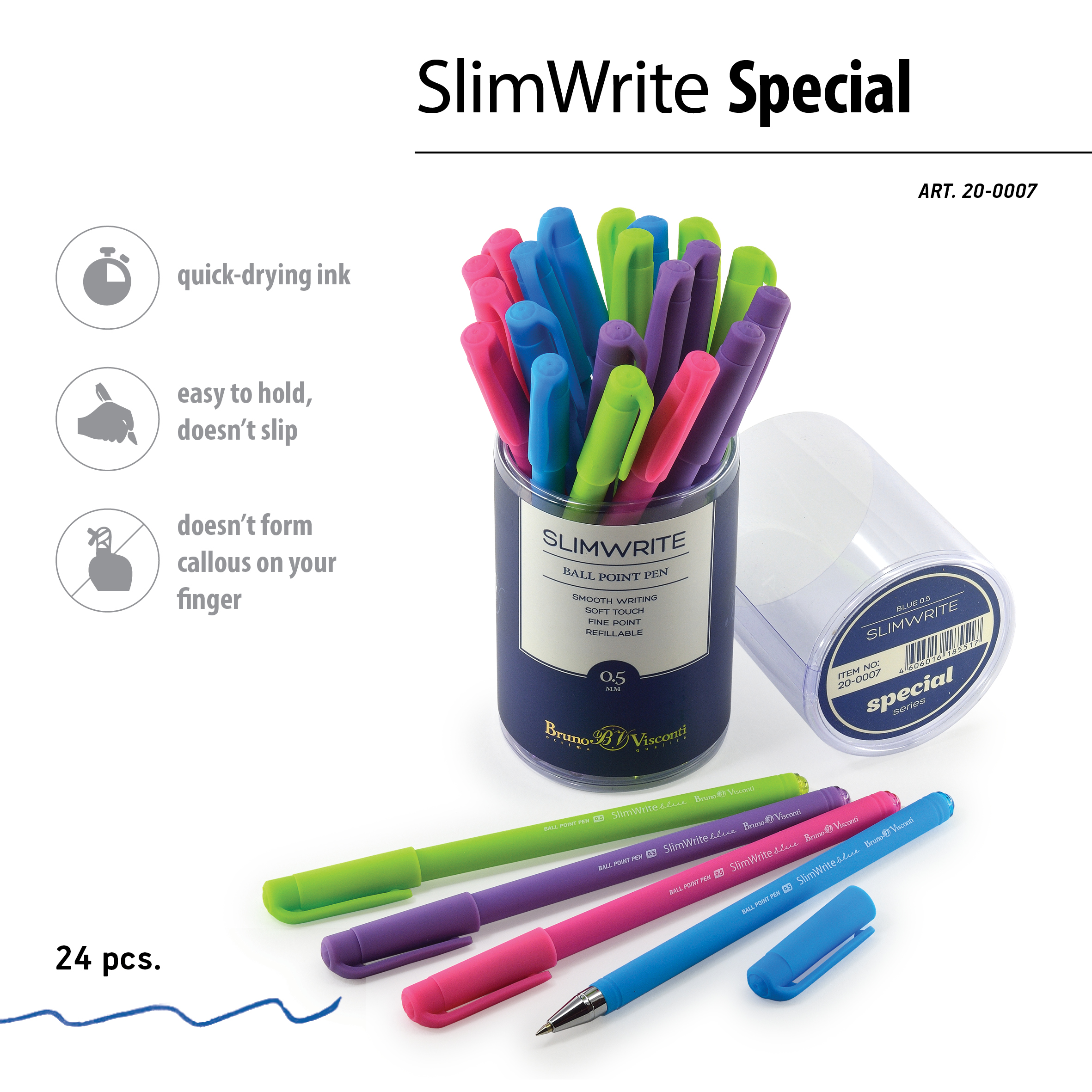 РУЧКА "SlimWrite.SPECIAL" ШАРИКОВАЯ 0.5 ММ, СИНЯЯ (4 цвета корпуса) РУЧКА "SlimWrite.SPECIAL" ШАРИКОВАЯ 0.5 ММ, СИНЯЯ (4 цвета корпуса)