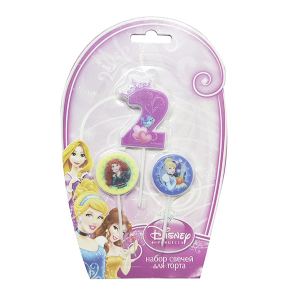 Свечи для торта (цифра 2, медальоны 2 шт) Дисней Принцессы Свечи для торта (цифра 2, медальоны 2 шт) Дисней Принцессы