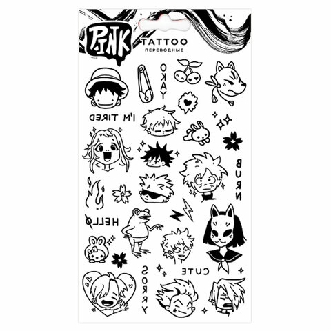 Наклейки-тату переводные АССОРТИ, Ч/Б, 11х20 см, PY Наклейки-тату переводные АССОРТИ, Ч/Б, 11х20 см, PY