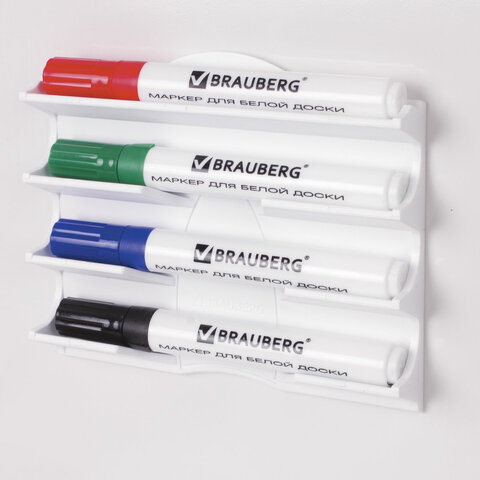 Держатель магнитный для 4 маркеров для доски (130х152 мм), BRAUBERG