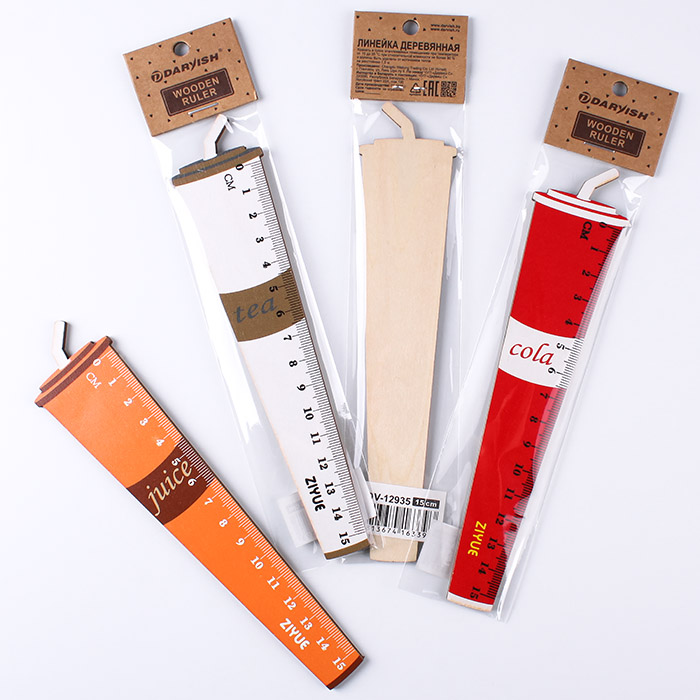Линейка 15см деревянная "Стаканчик" ассорти Линейка 15см деревянная "Стаканчик" ассорти