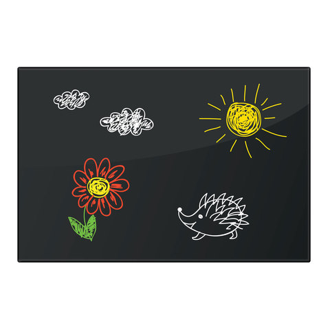 Доска магнитно-маркерная стеклянная 40х60 см, 3 магнита, ЧЕРНАЯ, BRAUBERG,