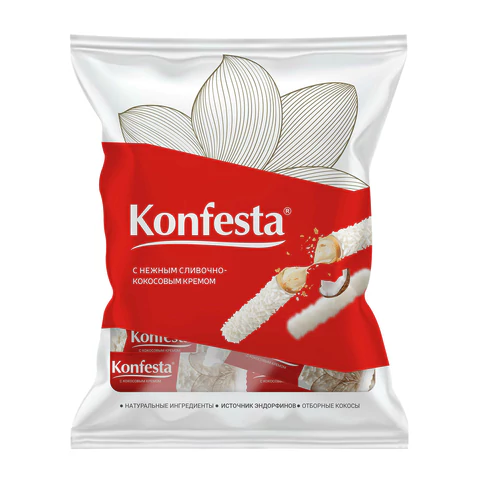 Конфеты KONFESTA со сливочно-кокосовым кремом, вафельные, 500 г, пакет Конфеты KONFESTA со сливочно-кокосовым кремом, вафельные, 500 г, пакет