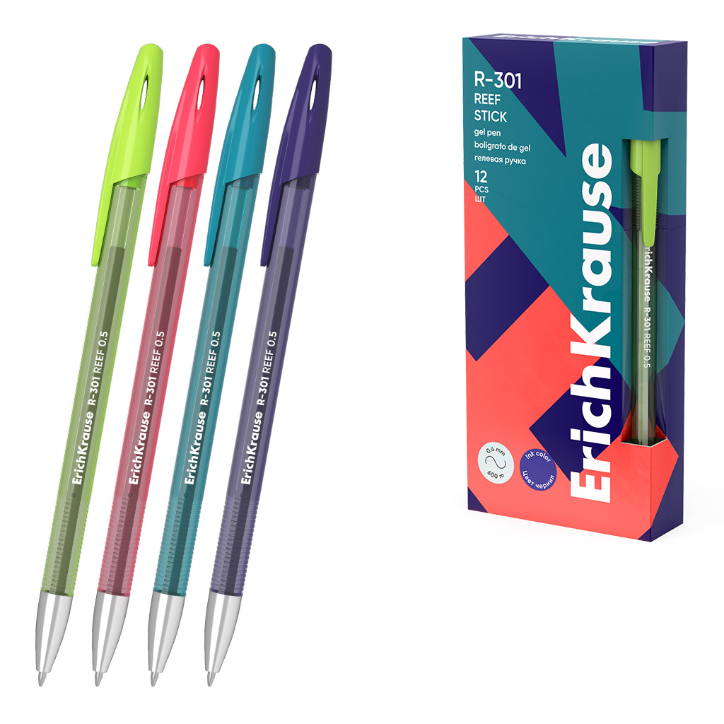 Ручка гелевая ErichKrause R-301 Gel Stick Reef 0.5, цвет чернил синий (в коробке Ручка гелевая ErichKrause R-301 Gel Stick Reef 0.5, цвет чернил синий (в коробке