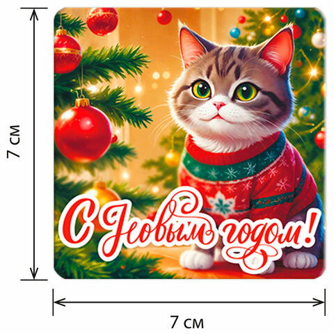 Магниты новогодние (1 шт.) 7х7см, "Хмаs Time", 36 дизайнов ассорти,