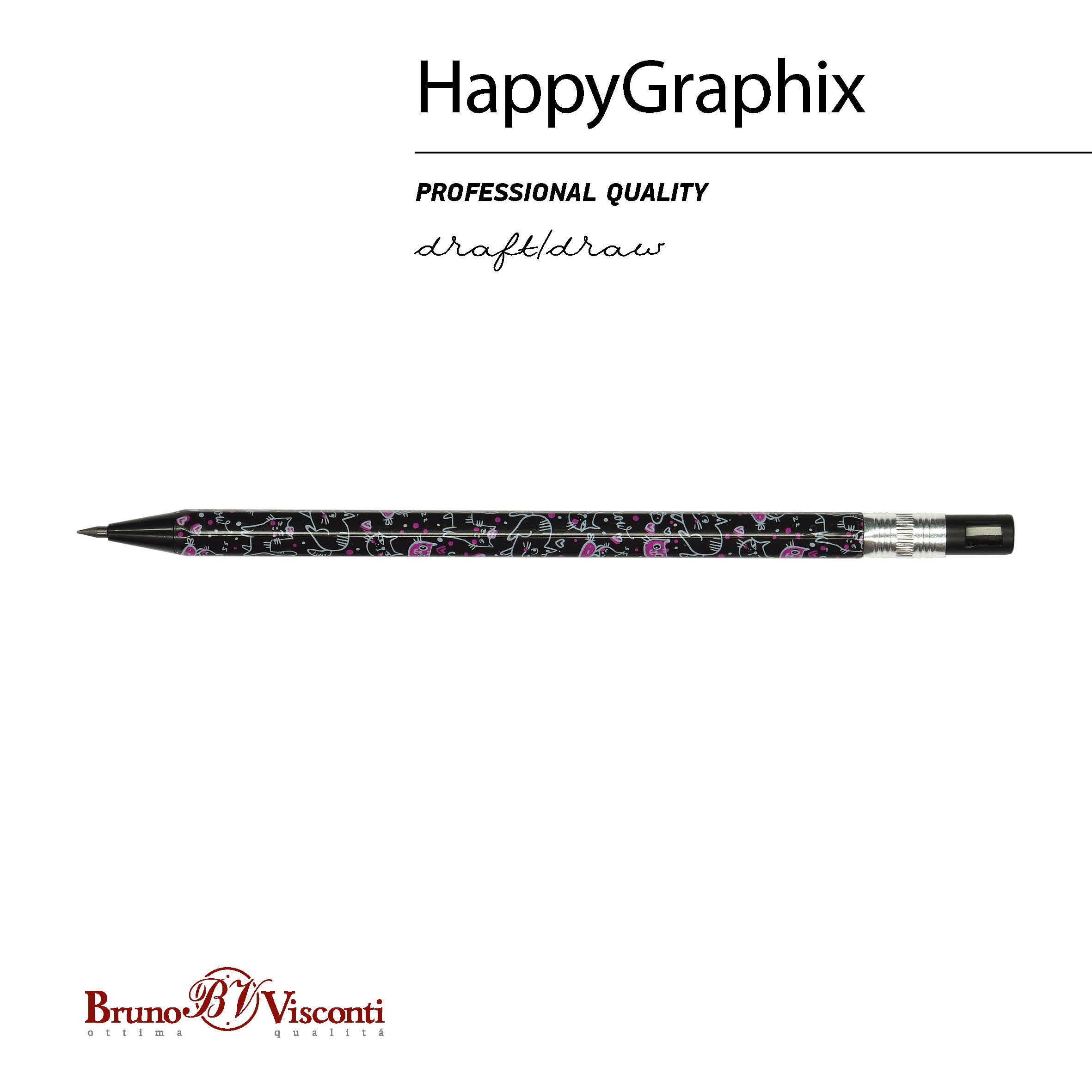 КАРАНДАШ МЕХАНИЧЕСКИЙ ЦАНГОВЫЙ С ТОЧИЛКОЙ "FunGraphix. Черные котята" КАРАНДАШ МЕХАНИЧЕСКИЙ ЦАНГОВЫЙ С ТОЧИЛКОЙ "FunGraphix. Черные котята"