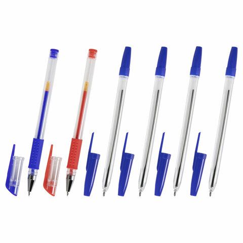 Ручки шариковые и гелевые STAFF "Basic ST-01", НАБОР 6 ШТУК, АССОРТИ,