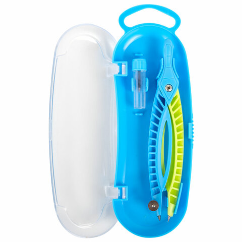 Готовальня ЮНЛАНДИЯ, 2 предмета: пластиковый циркуль 120 мм, грифель, пенал,