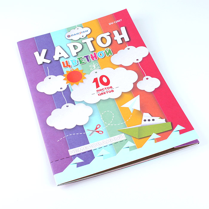 Картон цветной немелованный А4 10л. 10цв. "Darvish" ассорти плотность Картон цветной немелованный А4 10л. 10цв. "Darvish" ассорти плотность