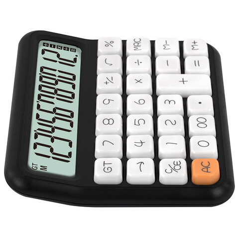 Калькулятор настольный BRAUBERG KW-1000-BK (152x132 мм), 3D-кнопки, 12 разрядов, Калькулятор настольный BRAUBERG KW-1000-BK (152x132 мм), 3D-кнопки, 12 разрядов,