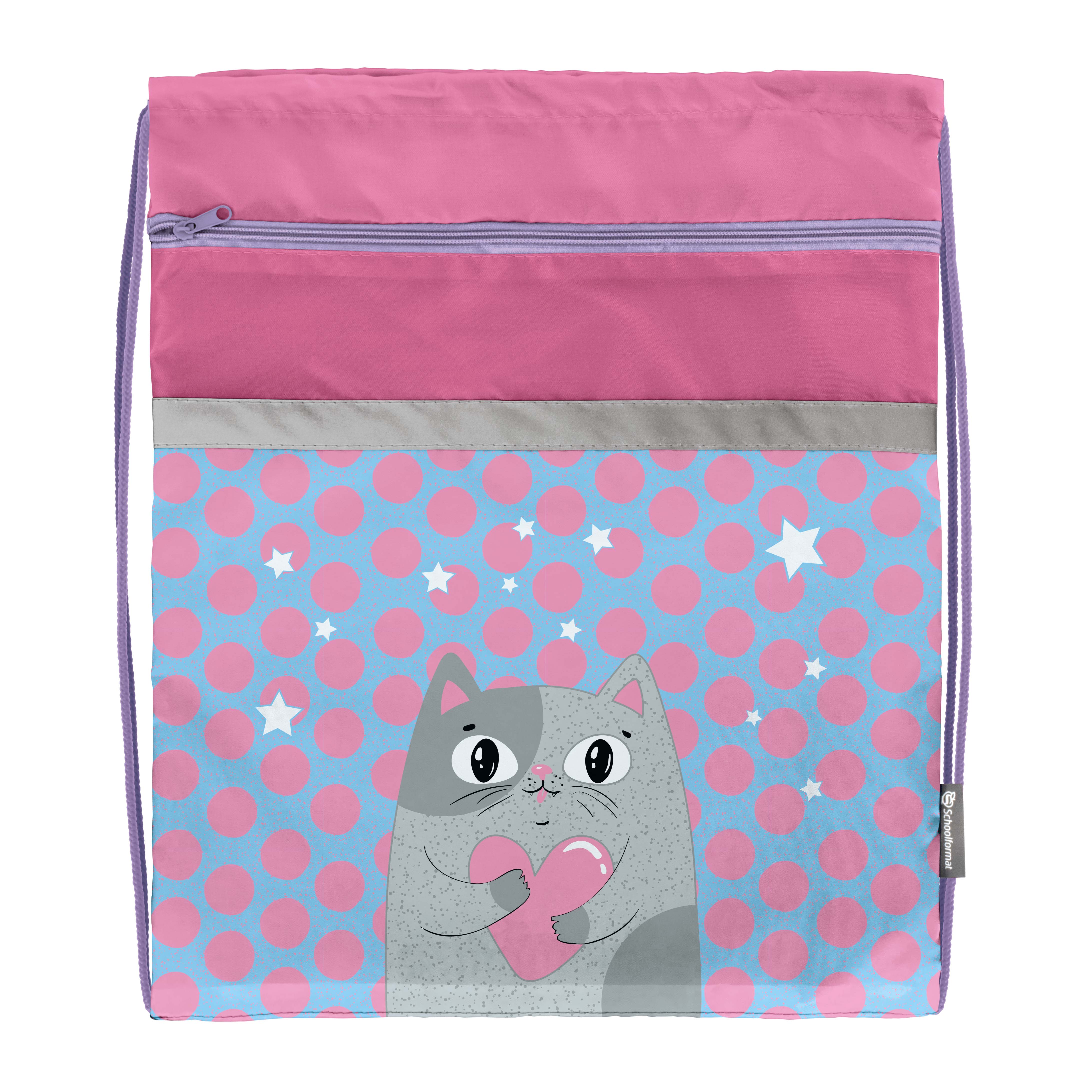 Мешок для обуви Schoolformat AMORE CAT 49х41 см роз. 1 отд. с бол. карманом на Мешок для обуви Schoolformat AMORE CAT 49х41 см роз. 1 отд. с бол. карманом на