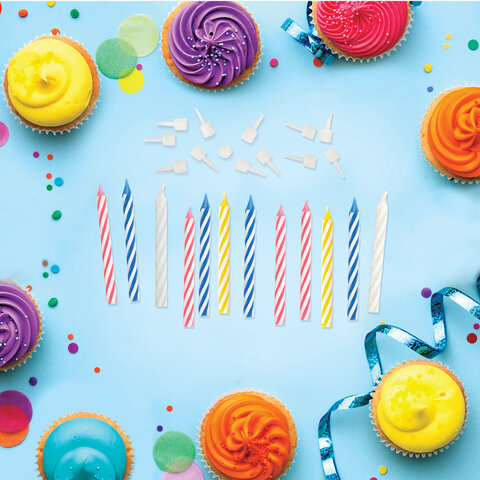 Набор свечей для торта 12 шт., 6 см, с держателями, ЗОЛОТАЯ СКАЗКА, в блистере, Набор свечей для торта 12 шт., 6 см, с держателями, ЗОЛОТАЯ СКАЗКА, в блистере,