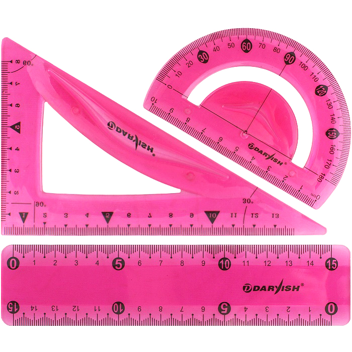 Набор геометрический "Darvish" 3 предмета мягкий пластик (линейка 15 Набор геометрический "Darvish" 3 предмета мягкий пластик (линейка 15