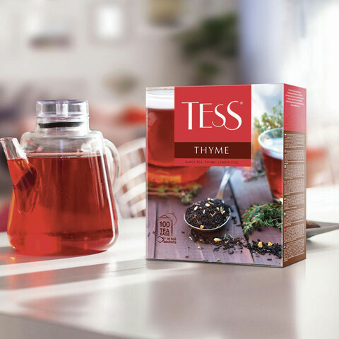 Чай TESS (Тесс) "Thyme", черный, чабрец и цедра лимона, 100 пакетиков Чай TESS (Тесс) "Thyme", черный, чабрец и цедра лимона, 100 пакетиков