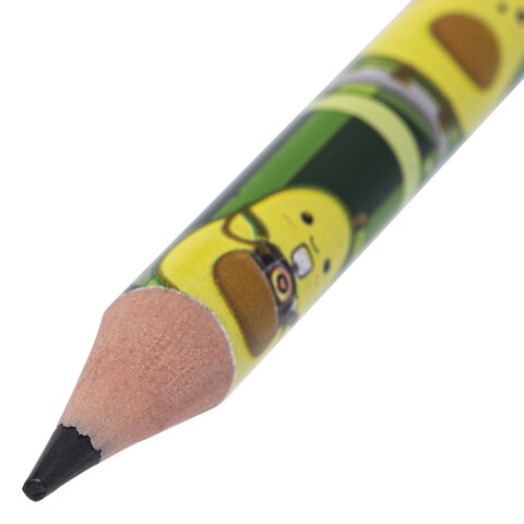 Набор карандашей чернографитных с принтом BRAUBERG "AVOCADO", 12 штук,