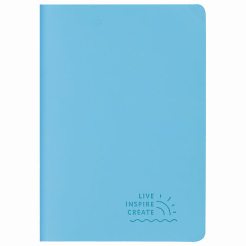 Тетрадь 48 л. в точку обложка кожзам SoftTouch, сшивка, A5 (147х210мм), ГОЛУБОЙ,