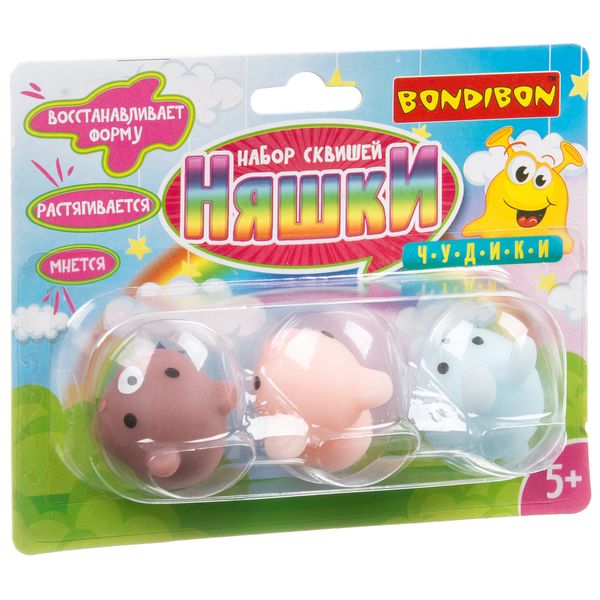 Чудики Bondibon Набор сквишей «НЯШКИ», мишка, заяц, хрюша, BLISTER 17х7х3,5 см. Чудики Bondibon Набор сквишей «НЯШКИ», мишка, заяц, хрюша, BLISTER 17х7х3,5 см.
