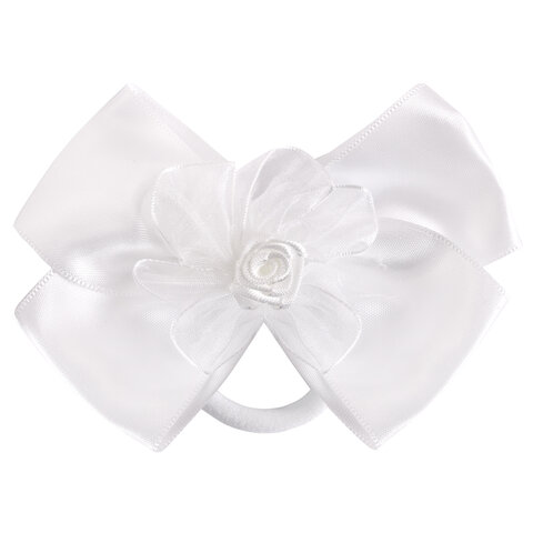 Бант для волос 8х10 см, 10х12 см, 8 см на резинке, белый, АССОРТИ, MONTE VITA