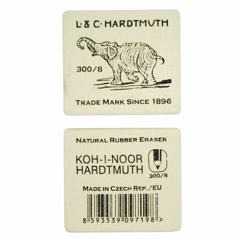 Ластик KOH-I-NOOR "Слон" 300/08, 54х48х16 мм, белый, прямоугольный, Ластик KOH-I-NOOR "Слон" 300/08, 54х48х16 мм, белый, прямоугольный,