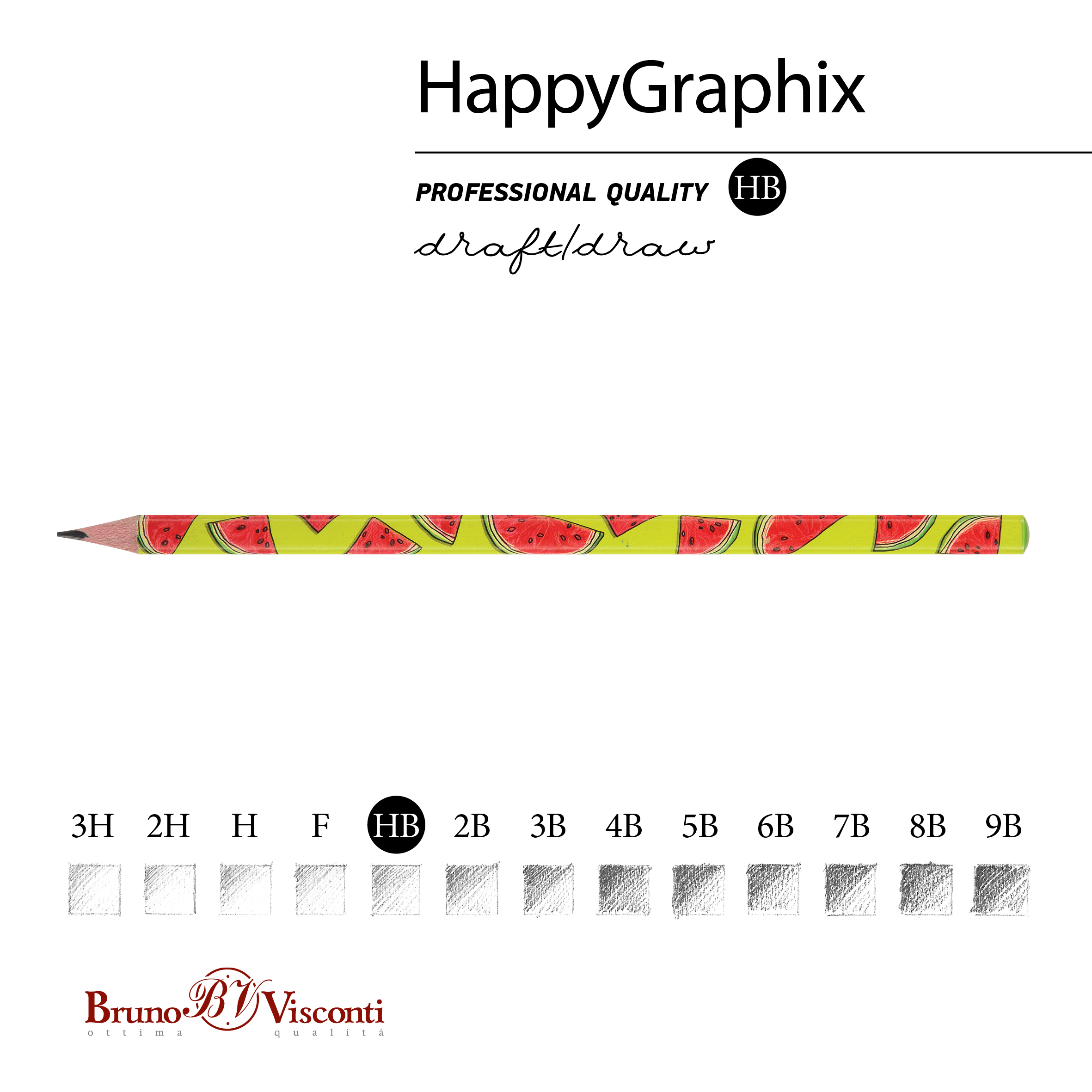КАРАНДАШ ЧЕРНОГРАФИТОВЫЙ "HappyGraphix. Fresh & fruity. Арбуз" НВ