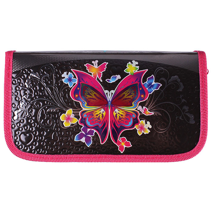 Пенал 2отдел. 190*105мм Цветная бабочка печать на фольге + конгрев Пенал 2отдел. 190*105мм Цветная бабочка печать на фольге + конгрев