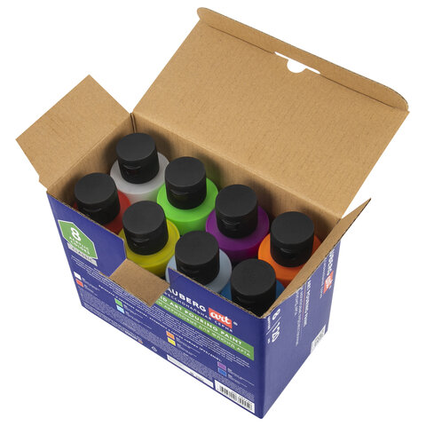 Краски акриловые для техники "Флюид Арт" (POURING PAINT), 8 цветов по