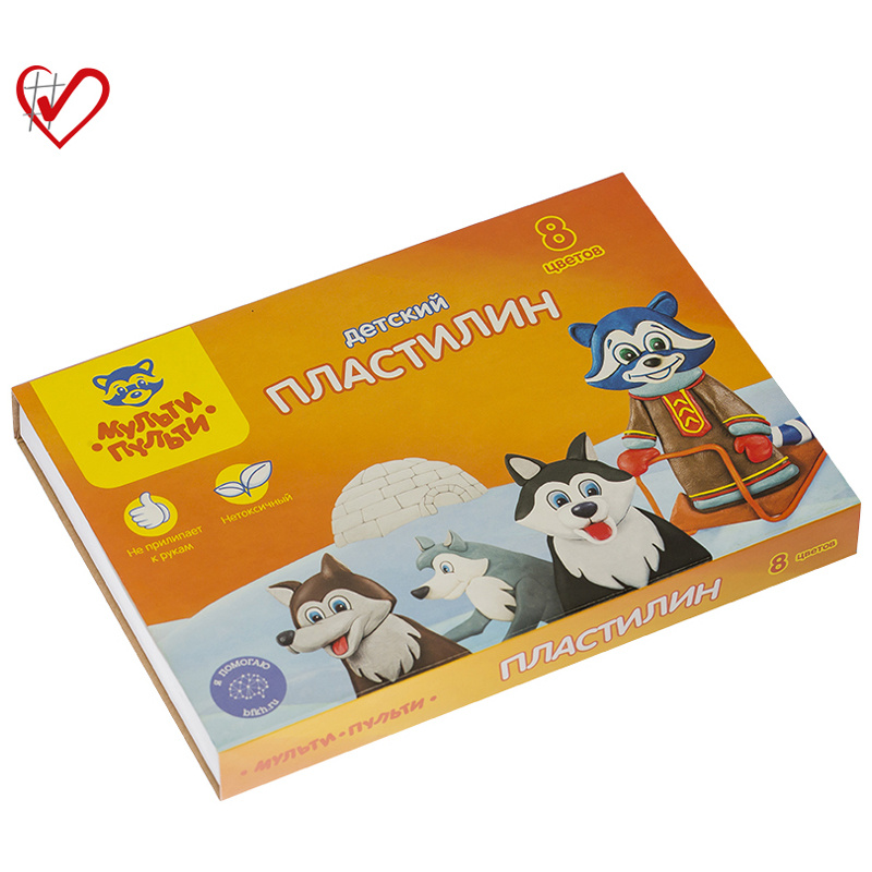 Пластилин "Енот на Аляске" 08 цветов, 120гр, со стеком ДП_10233 Пластилин "Енот на Аляске" 08 цветов, 120гр, со стеком ДП_10233