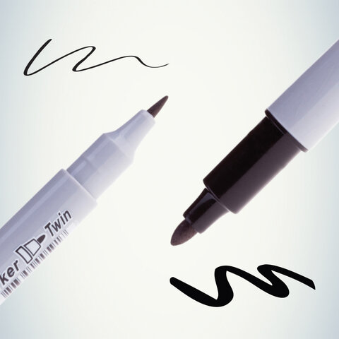 Маркер перманентный CROWN двусторонний "Multi Marker Twin", ЧЕРНЫЙ,