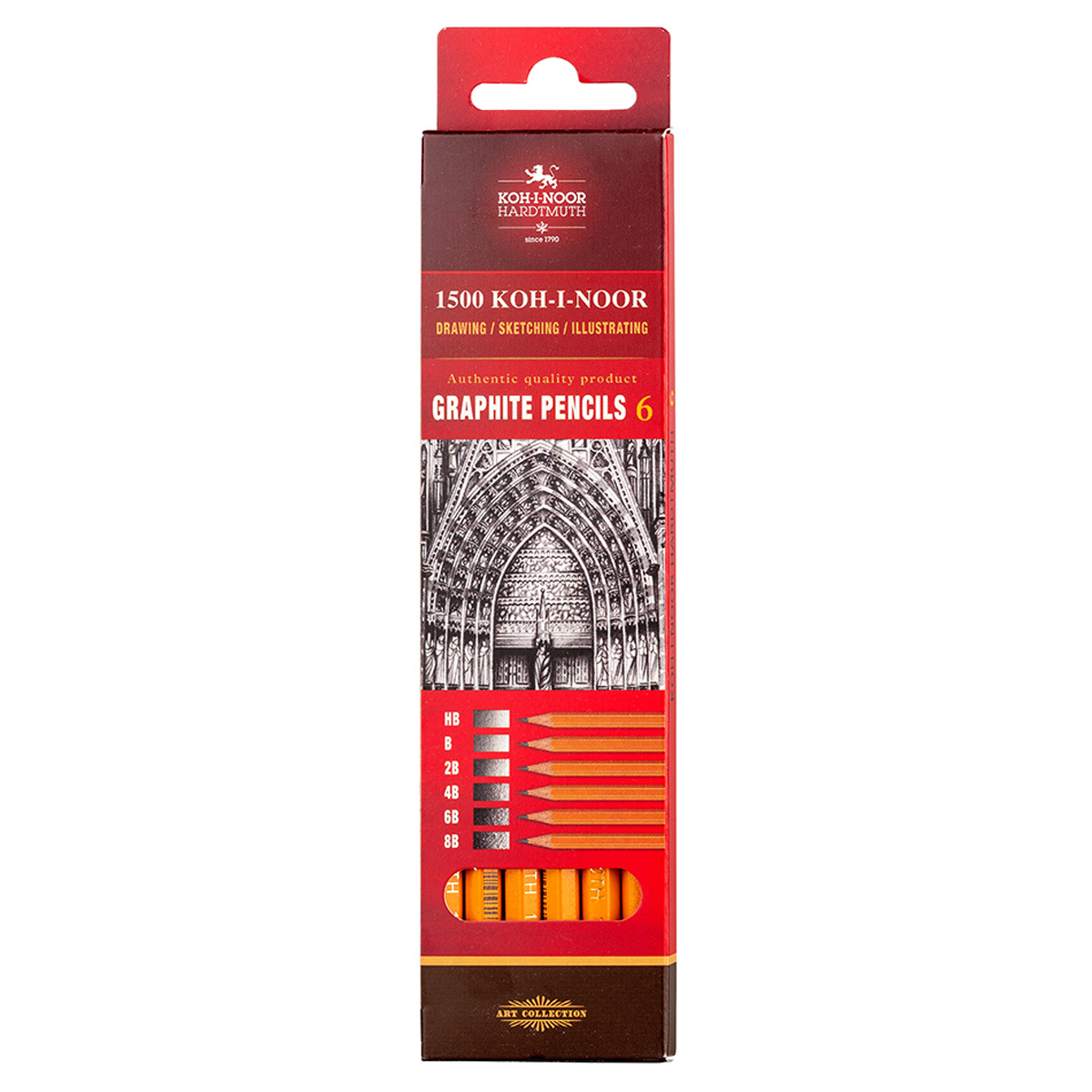 Набор карандашей чернографитных Koh-I-Noor "1501" 6 штук, HB-8B, Набор карандашей чернографитных Koh-I-Noor "1501" 6 штук, HB-8B,