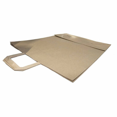 Крафт-пакет бумажный 24х14х29 см, плоские ручки, плотность 90 г/м2, 110517 Крафт-пакет бумажный 24х14х29 см, плоские ручки, плотность 90 г/м2, 110517