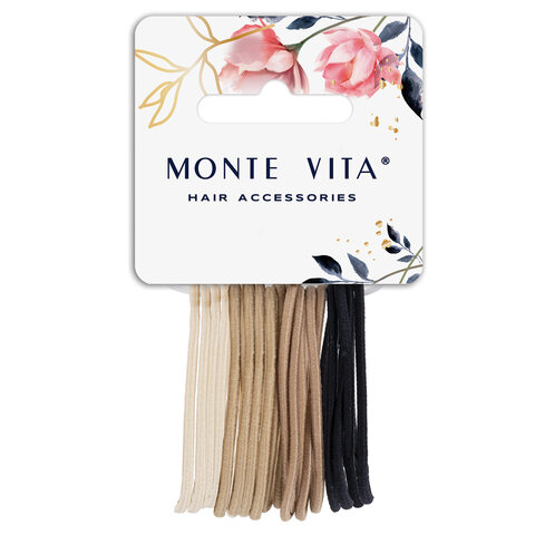 Резинка для волос НАБОР 16 шт., 0,15х14 см, чёрный, коричневый, бежевый, MONTE Резинка для волос НАБОР 16 шт., 0,15х14 см, чёрный, коричневый, бежевый, MONTE