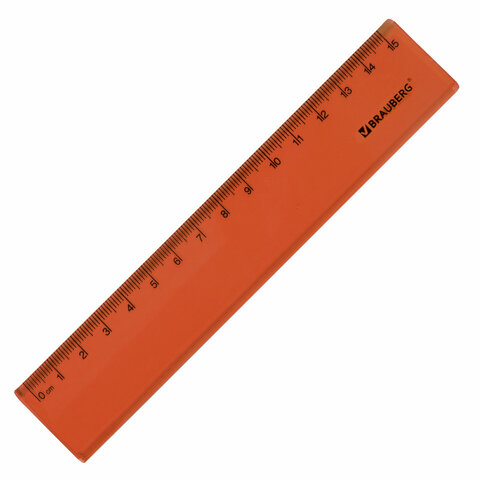 Линейка пластиковая 15 см BRAUBERG "FRUITY", тонированная, ассорти,
