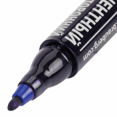 Маркер перманентный (нестираемый) BRAUBERG двусторонний, СИНИЙ, круглый Маркер перманентный (нестираемый) BRAUBERG двусторонний, СИНИЙ, круглый