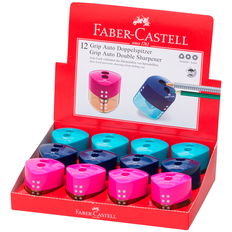Точилка пластиковая Faber-Castell "Grip Auto Mini", 2 отверстия, Точилка пластиковая Faber-Castell "Grip Auto Mini", 2 отверстия,