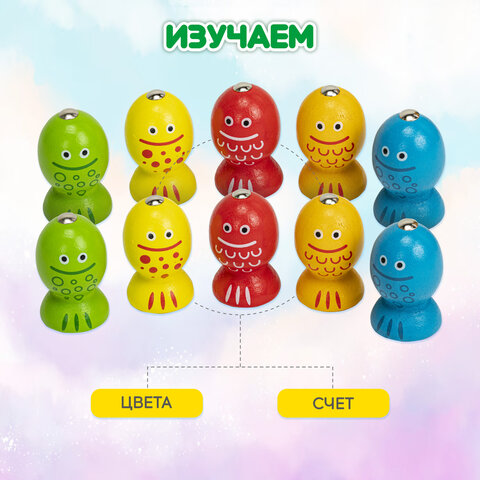 Сортер-рыбалка магнитный деревянный развивающий "Кот", BRAUBERG KIDS, Сортер-рыбалка магнитный деревянный развивающий "Кот", BRAUBERG KIDS,